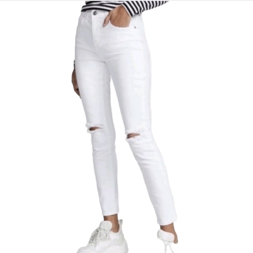 Current/Elliott High Waist Stiletto Jeans in White Size 29